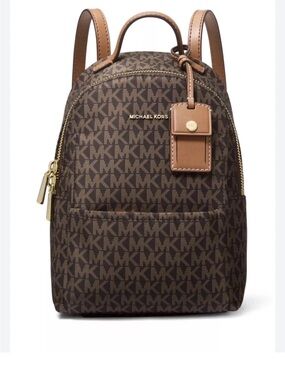Michael Kors Brown MK Logo Mini Backpack jaycee nwt